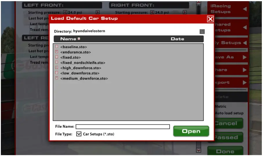 HYUNDAI 2023 Veloster N TC - LOADING AN iRACING SETUP