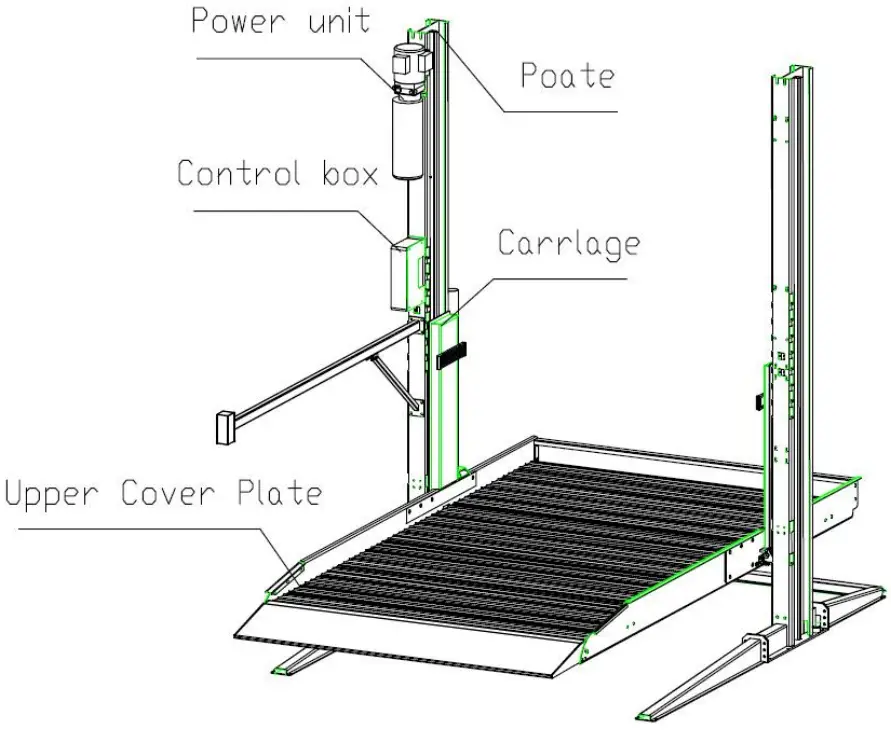 FRLEND FL 227EP Floor Plate Two Posts Lift - Construction