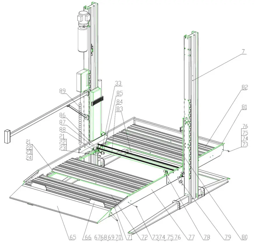 FRLEND FL 227EP Floor Plate Two Posts Lift - Description 2