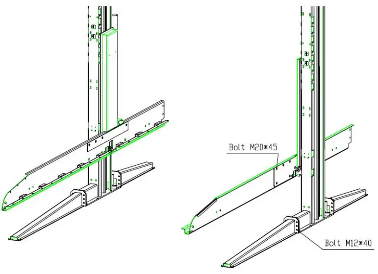 FRLEND FL 227EP Floor Plate Two Posts Lift - Leg side beam connection