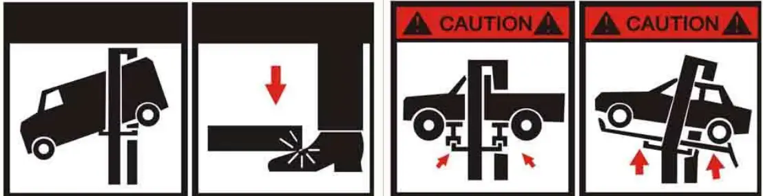 FRLEND FL 227EP Floor Plate Two Posts Lift - Warning signs 1