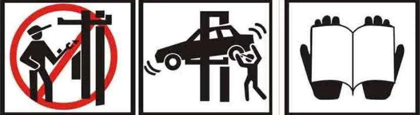 FRLEND FL 227EP Floor Plate Two Posts Lift - Warning signs 2