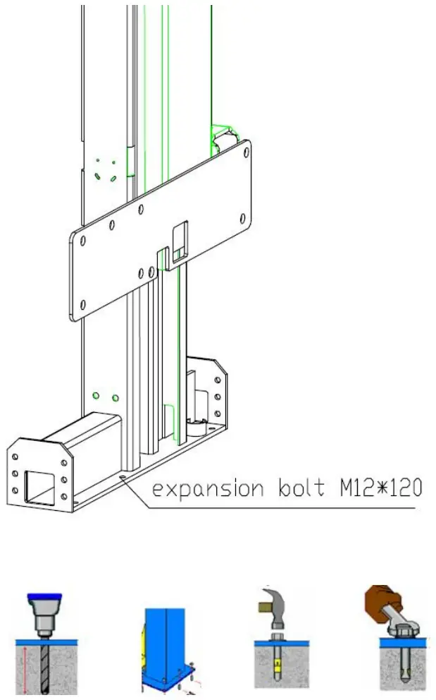FRLEND FL 227EP Floor Plate Two Posts Lift - previously drawn