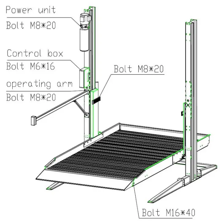 FRLEND FL 227EP Floor Plate Two Posts Lift - pump station
