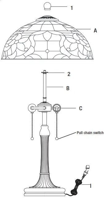 HOME DECORATORS COLLECTION HD7840B Scoresby 22.25 in. 2-Light Matte Black Table Lamp - Assembly1