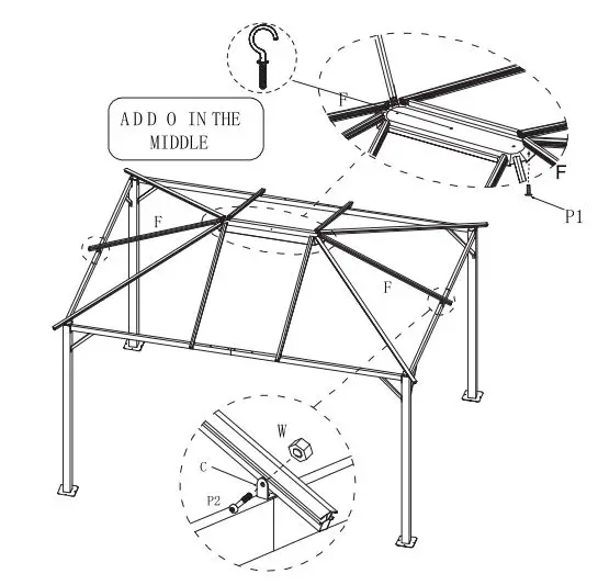 Outsunny 84C-347V00KK Hardtop Gazebo Curtains and Nets Instruction Manual - Hardware