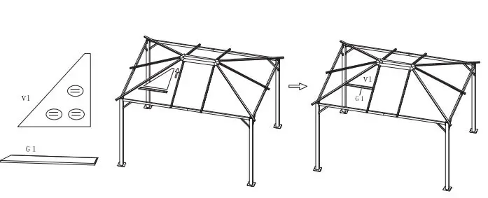 Outsunny 84C-347V00KK Hardtop Gazebo Curtains and Nets Instruction Manual - Hardware