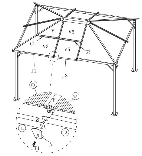 Outsunny 84C-347V00KK Hardtop Gazebo Curtains and Nets Instruction Manual - Hardware