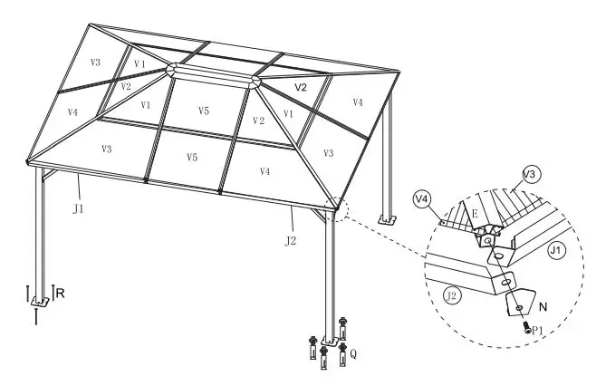 Outsunny 84C-347V00KK Hardtop Gazebo Curtains and Nets Instruction Manual - Hardware