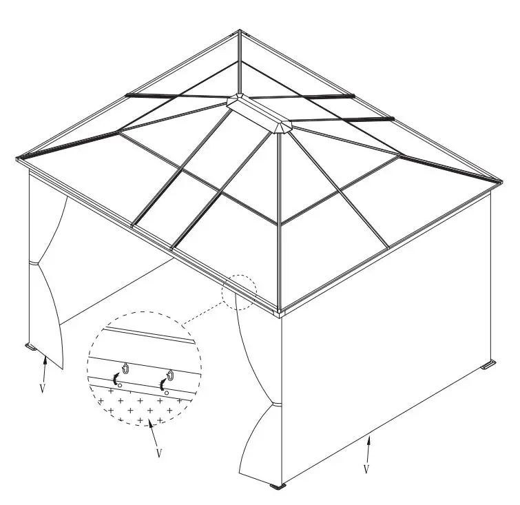 Outsunny 84C-347V00KK Hardtop Gazebo Curtains and Nets Instruction Manual - Hardware