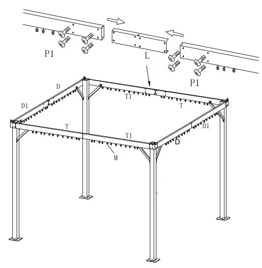 Outsunny 84C-347V00KK Hardtop Gazebo Curtains and Nets Instruction Manual - Hardware