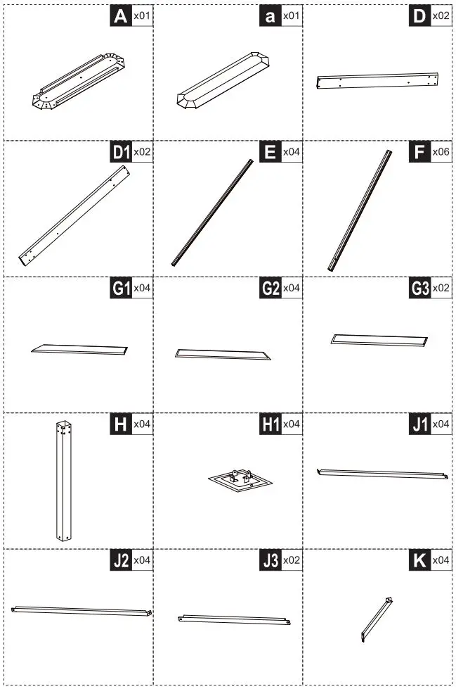 Outsunny 84C-347V00KK Hardtop Gazebo Curtains and Nets Instruction Manual - Parts