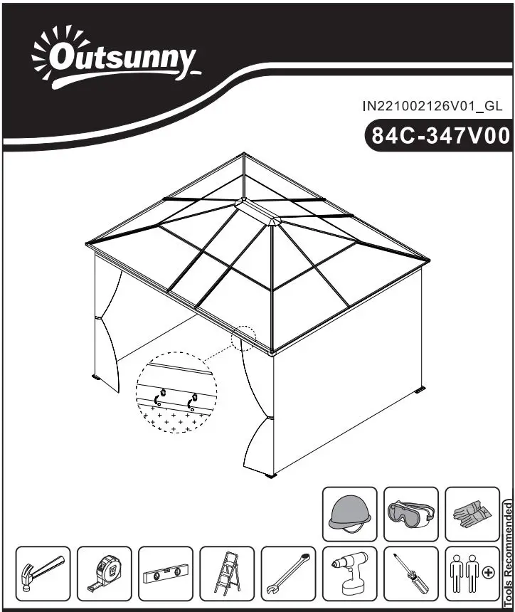Outsunny 84C-347V00KK Hardtop Gazebo Curtains and Nets Instruction Manual