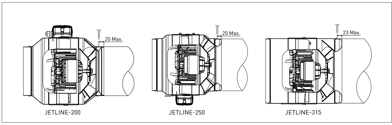 S P JETLINE 150 Centrifugal In Line Fan - SCREWS