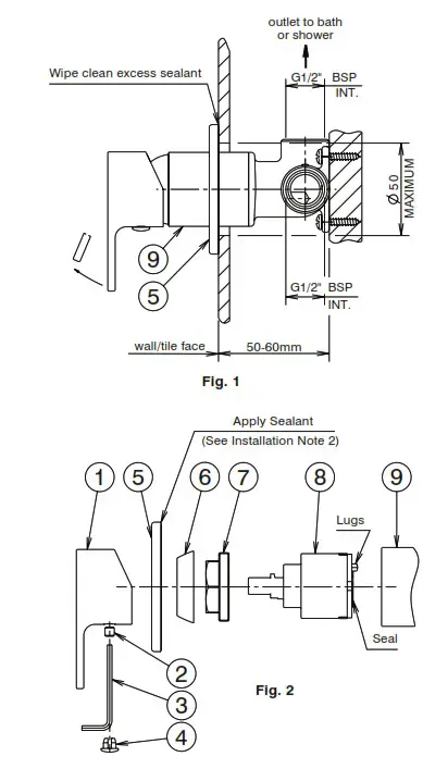 caroma CL10020.B Round Square Wall Mixer Trim