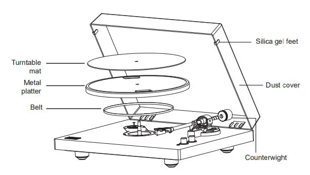 ARKROCKET AR-PH68 Cassini Turntable Instruction Manual - Attach and adjust the counterweigh