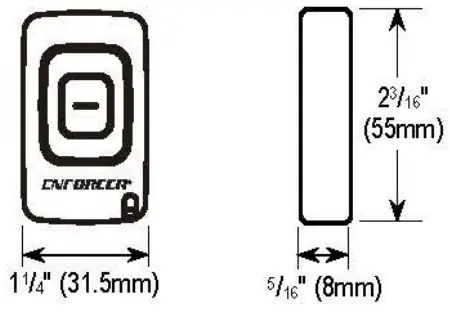 ENFORCER SK 939Tx GxQ1 Single Channel RF Transmitter - Dimensions