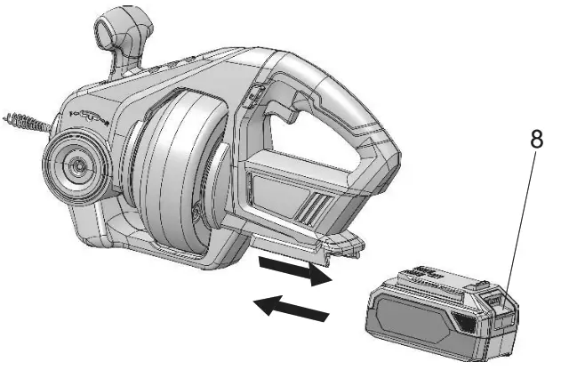 greenworks DA24B210 Cordless Plumbing Drain Cleaner - battery