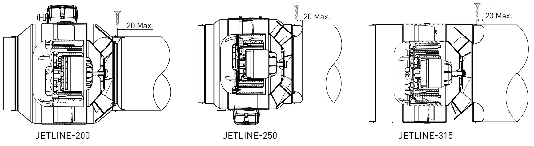 S P JETLINE Kanal Tipi Fan - SCREWS