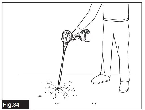 Blowing in holes and narrow spots