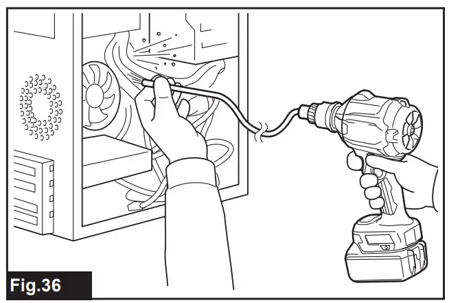 Blowing in narrow spaces