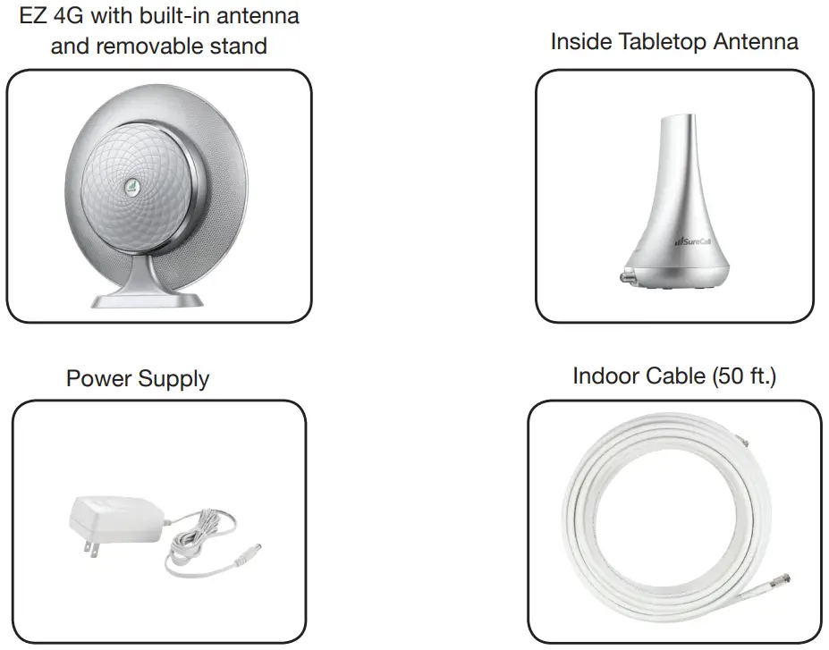 SureCall EZ 4G Home Signal Booster Kit - PACKAGE CONTENTS