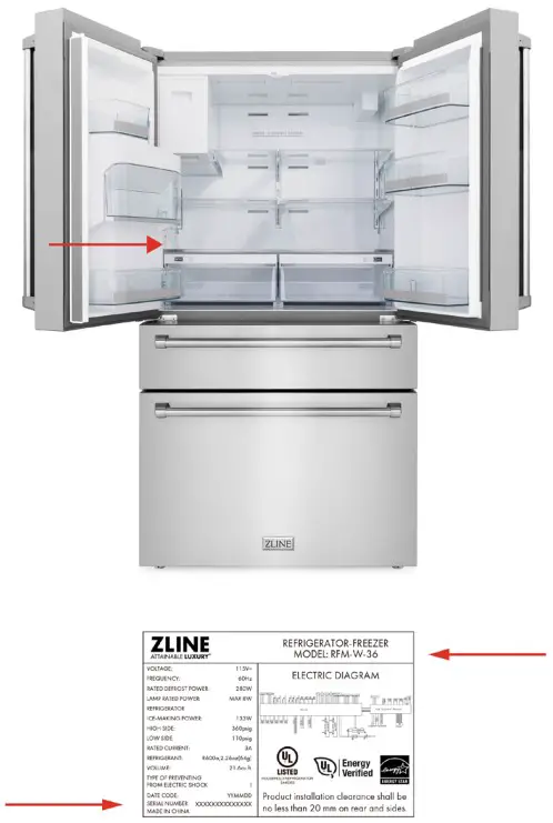 ZLINE Refrigerator with Water Dispenser - fig 15