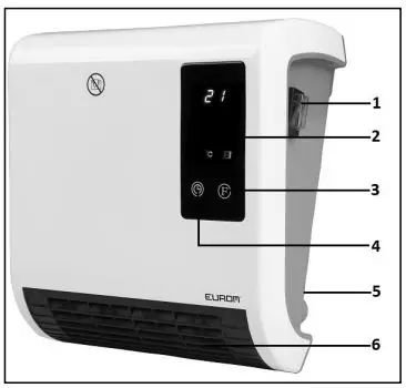 EUROM 350081 Bathroom Heater Wall Heater Bathroom Fan Heater Power Instruction Manual - Description