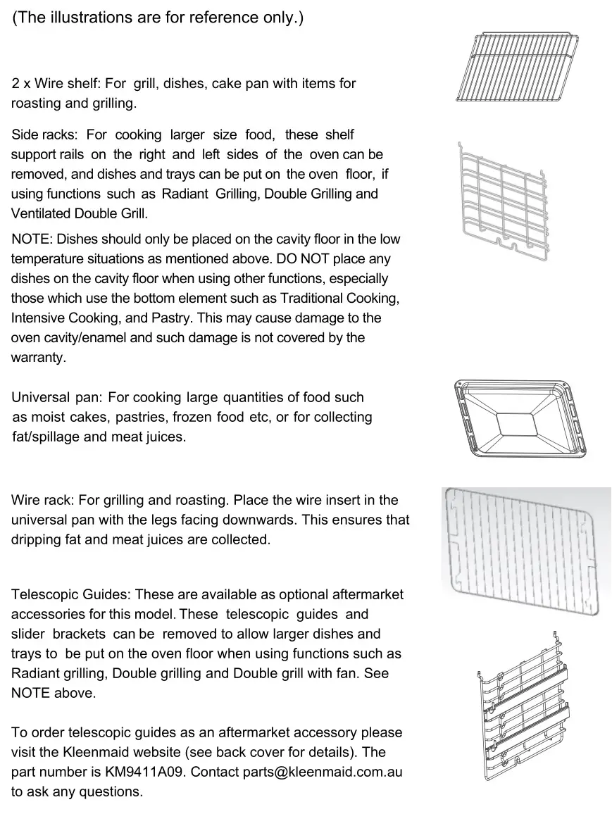 kleenmaid OMF6015 Multifunction Oven - ACCESSORIES