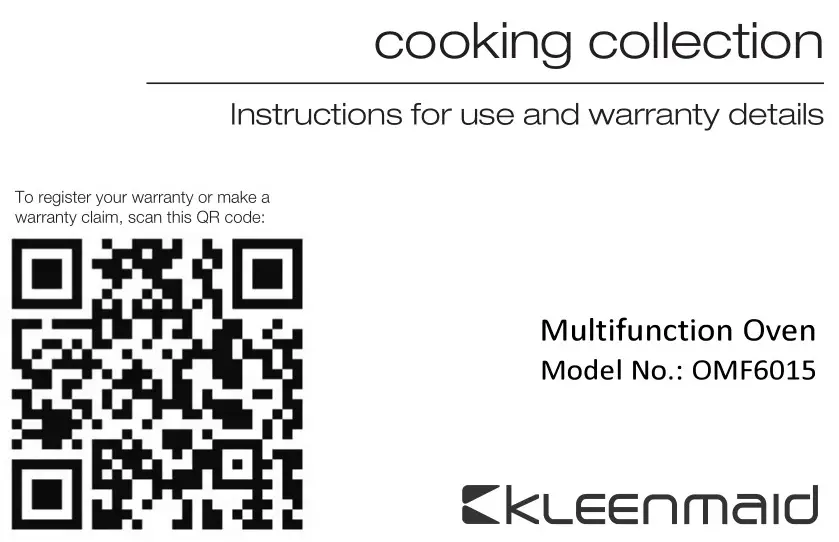 kleenmaid OMF6015 Multifunction Oven Instruction Manual