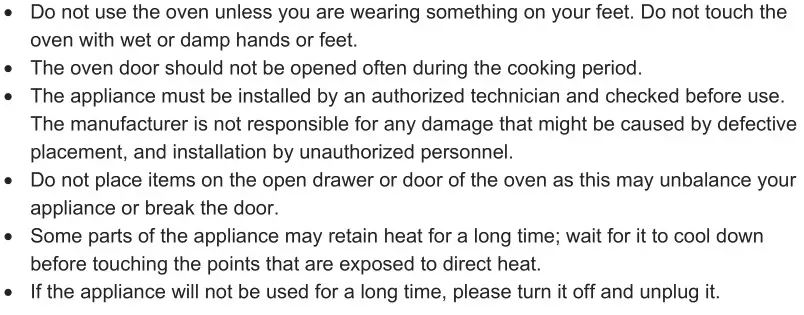 kleenmaid OMF6015 Multifunction Oven - SAFETY HINTS