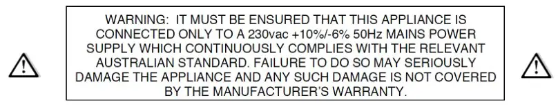 kleenmaid OMF6015 Multifunction Oven - Warning details