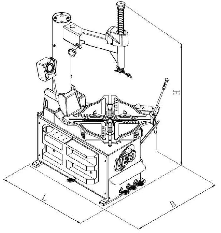 LEO L8009 Tyre Changer - OVERALL DIMENSION