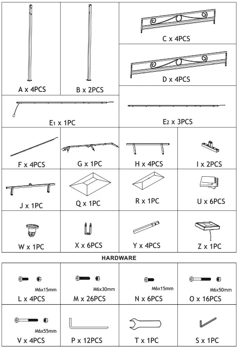 Outsunny 84C-213 Gazebo with Solar Lights and Curtains - PARTS