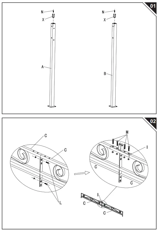 Outsunny 84C-213 Gazebo with Solar Lights and Curtains - PARTS1