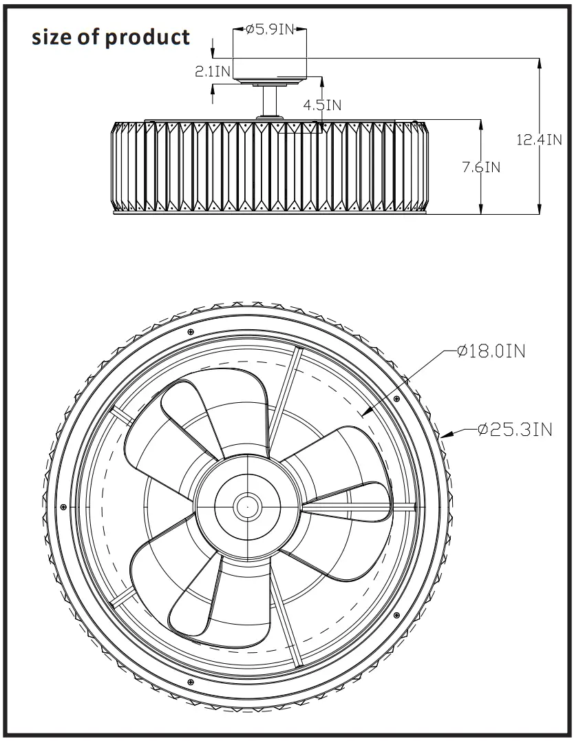Parrot Uncle F8225110V Ceiling Fan - size