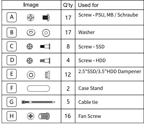 jONSBO U4 Pro Minimalist Small ATX PC Case User Manual - Package Content