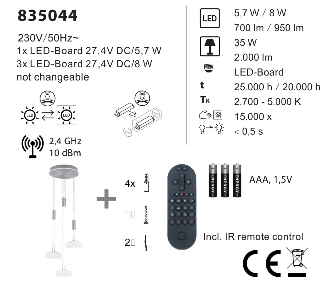 Paul Neuhaus 835044 Pendelleuchte Q-ETIENNE LED Hanging Light - overview