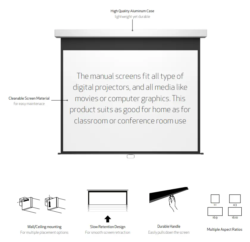 Le Screen Self Lock Projection Screen Deluxe - Qr Code