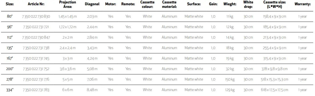 Le Screen Self Lock Projection Screen Deluxe - Table 1