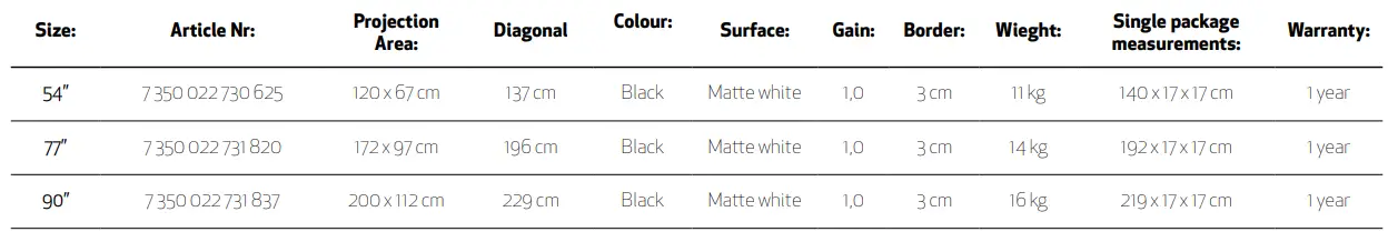 Le Screen Self Lock Projection Screen Deluxe - Table 9