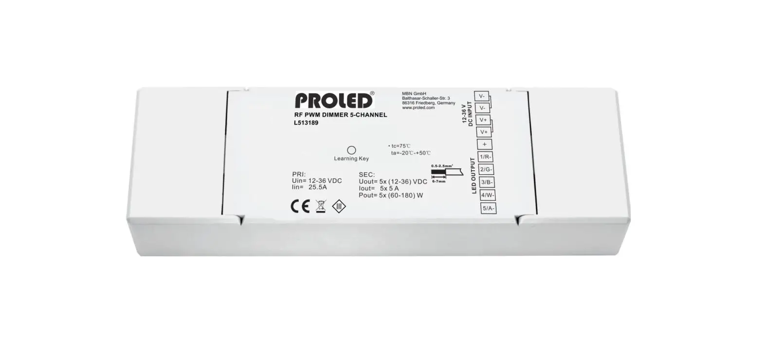 Proled L513189 Rf Pwm Dimmer 5 Channel User Manual