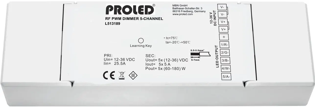 PROLED L513189 RF PWM Dimmer 5 Channel