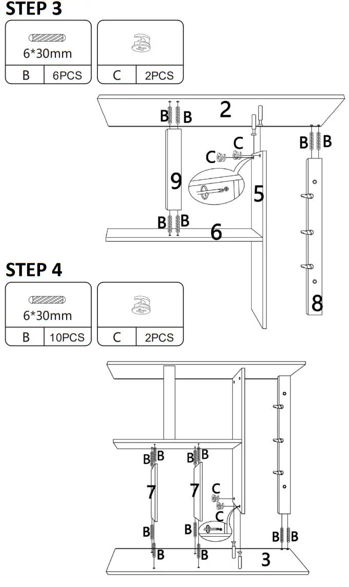 JAXPETY HG61Y1174 Wall Mounted Table Convertible Writing Desk W Storage Shelves - STEP 2