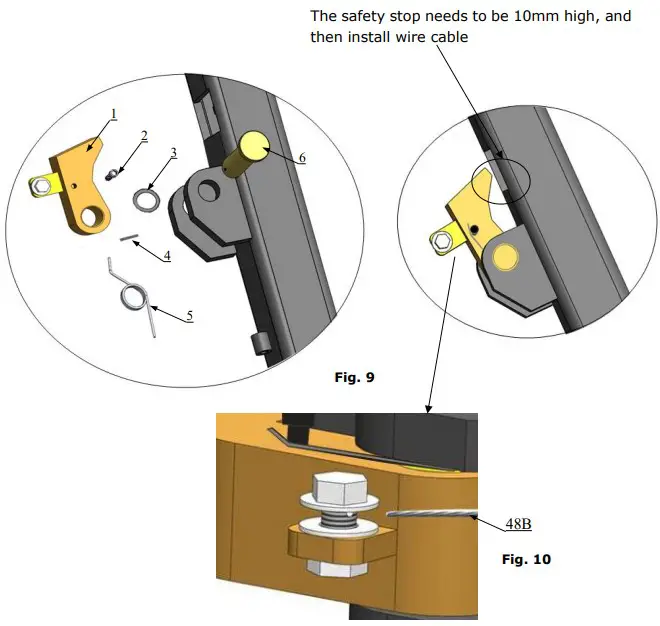 Install safety device and cable