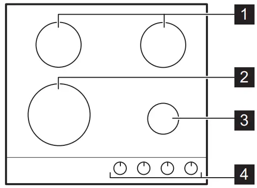 ZANUSSI ZGH66424BB Gas Hob - Symbols 1