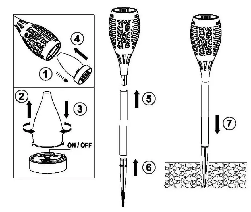 WeTeLux 96 76 67 Solar Torch Set of 3 1