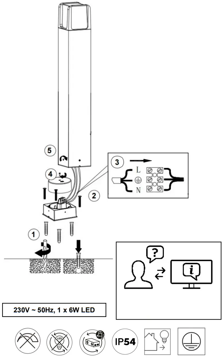 TRIO 522160142 Ebro Garden Lamp
