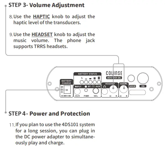 COLINSE 4DS101DG 4D Tactile Transducer System - Adjustment