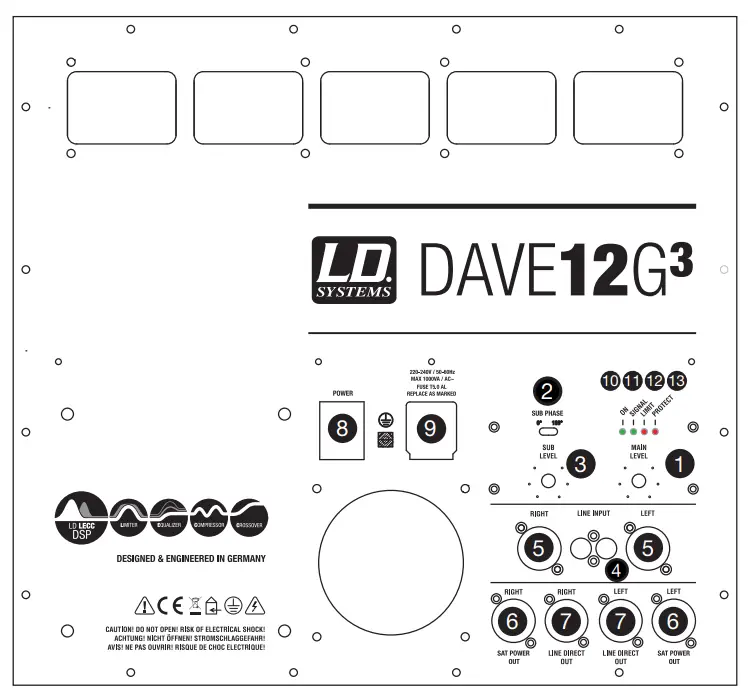 Back Panel Lddave12g³ (Shown) & Lddave15g³